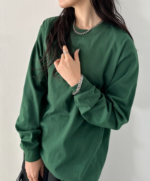 PRO CLUB(プロクラブ) / 6.5オンス スーパーヘビーウェイト クルーネック 長袖 無地 ロンT / Heavyweight Cotton Long Crew Neck T-Shirt | IM2213016 | ダークグリーン