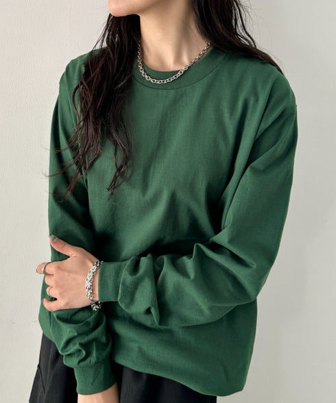 PRO CLUB(プロクラブ) / 6.5オンス スーパーヘビーウェイト クルーネック 長袖 無地 ロンT / Heavyweight Cotton Long Crew Neck T-Shirt | IM2213016 | ダークグリーン