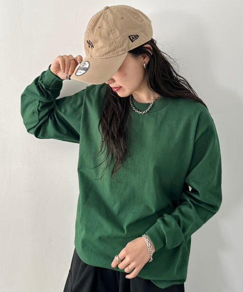 PRO CLUB(プロクラブ) / 6.5オンス スーパーヘビーウェイト クルーネック 長袖 無地 ロンT / Heavyweight Cotton Long Crew Neck T-Shirt | IM2213016 | ダークグリーン