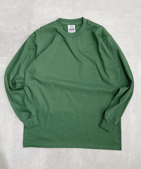 PRO CLUB(プロクラブ) / 6.5オンス スーパーヘビーウェイト クルーネック 長袖 無地 ロンT / Heavyweight Cotton Long Crew Neck T-Shirt | IM2213016 | ダークグリーン