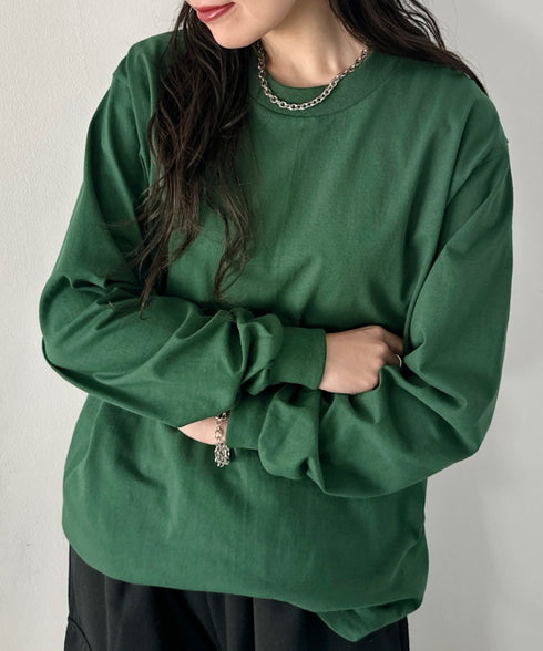 PRO CLUB(プロクラブ) / 6.5オンス スーパーヘビーウェイト クルーネック 長袖 無地 ロンT / Heavyweight Cotton Long Crew Neck T-Shirt | IM2213016 | ダークグリーン