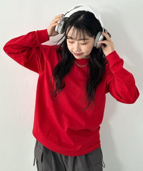 PRO CLUB(プロクラブ) / 6.5オンス スーパーヘビーウェイト クルーネック 長袖 無地 ロンT / Heavyweight Cotton Long Crew Neck T-Shirt | IM2213016 | レッド