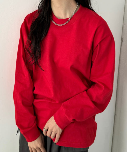 PRO CLUB(プロクラブ) / 6.5オンス スーパーヘビーウェイト クルーネック 長袖 無地 ロンT / Heavyweight Cotton Long Crew Neck T-Shirt | IM2213016 | レッド
