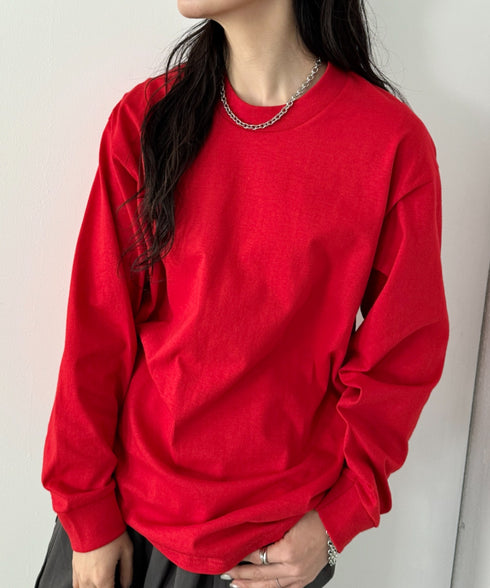 PRO CLUB(プロクラブ) / 6.5オンス スーパーヘビーウェイト クルーネック 長袖 無地 ロンT / Heavyweight Cotton Long Crew Neck T-Shirt | IM2213016 | レッド