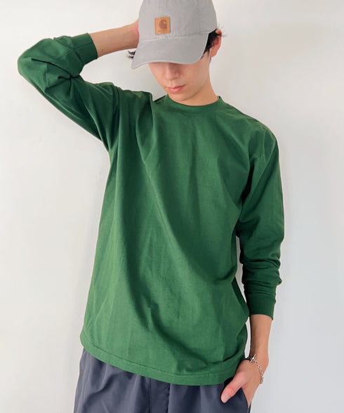 PRO CLUB(プロクラブ) / 6.5オンス スーパーヘビーウェイト クルーネック 長袖 無地 ロンT / Heavyweight Cotton Long Crew Neck T-Shirt | IM2213016 | ダークグリーン