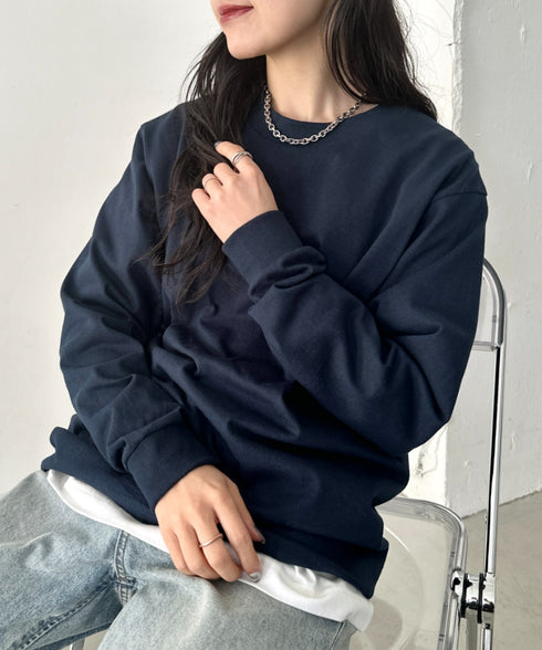 PRO CLUB(プロクラブ) / 6.5オンス スーパーヘビーウェイト クルーネック 長袖 無地 ロンT / Heavyweight Cotton Long Crew Neck T-Shirt | IM2213016 | ネイビー