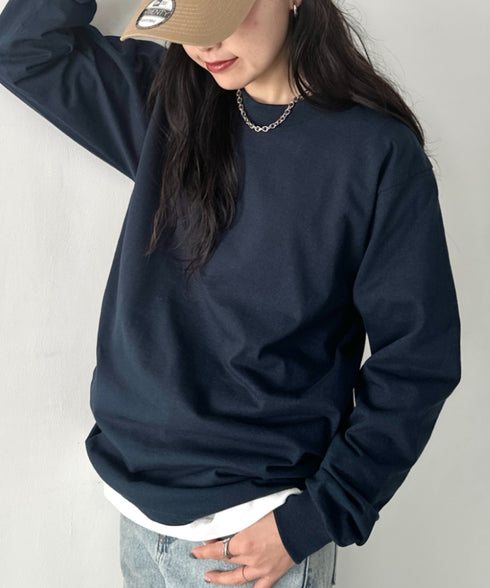 PRO CLUB(プロクラブ) / 6.5オンス スーパーヘビーウェイト クルーネック 長袖 無地 ロンT / Heavyweight Cotton Long Crew Neck T-Shirt | IM2213016 | ネイビー