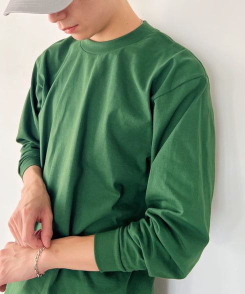 PRO CLUB(プロクラブ) / 6.5オンス スーパーヘビーウェイト クルーネック 長袖 無地 ロンT / Heavyweight Cotton Long Crew Neck T-Shirt | IM2213016 | ダークグリーン