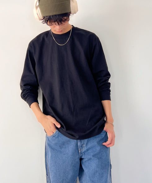 PRO CLUB(プロクラブ) / 6.5オンス スーパーヘビーウェイト クルーネック 長袖 無地 ロンT / Heavyweight Cotton Long Crew Neck T-Shirt | IM2213016 | ブラック