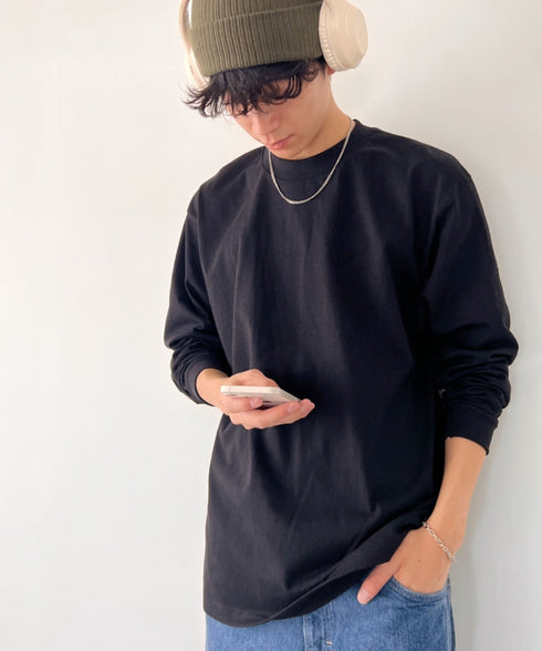PRO CLUB(プロクラブ) / 6.5オンス スーパーヘビーウェイト クルーネック 長袖 無地 ロンT / Heavyweight Cotton Long Crew Neck T-Shirt | IM2213016 | ブラック