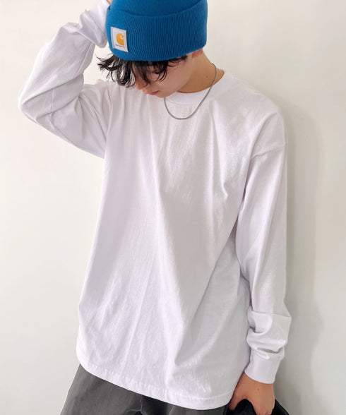 PRO CLUB(プロクラブ) / 6.5オンス スーパーヘビーウェイト クルーネック 長袖 無地 ロンT / Heavyweight Cotton Long Crew Neck T-Shirt | IM2213016 | ホワイト