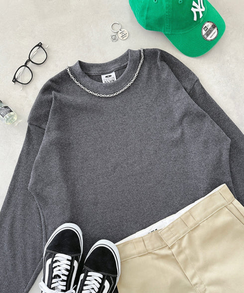 PRO CLUB (プロクラブ) / ヘビーウェイト サーマル ワッフル ロンT 8.1オンス / Heavyweight Cotton Long Sleeve Thermal Top | IM2213017 | チャコールグレー