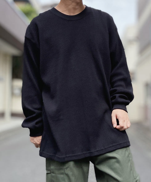 PRO CLUB (プロクラブ) / ヘビーウェイト サーマル ワッフル ロンT 8.1オンス / Heavyweight Cotton Long Sleeve Thermal Top | IM2213017 | ブラック