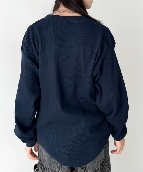 PRO CLUB (プロクラブ) / ヘビーウェイト サーマル ワッフル ロンT 8.1オンス / Heavyweight Cotton Long Sleeve Thermal Top | IM2213017 | ネイビー
