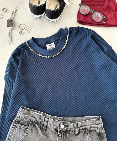 PRO CLUB (プロクラブ) / ヘビーウェイト サーマル ワッフル ロンT 8.1オンス / Heavyweight Cotton Long Sleeve Thermal Top | IM2213017 | ネイビー