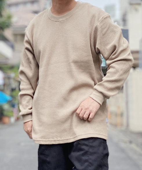 PRO CLUB (プロクラブ) / ヘビーウェイト サーマル ワッフル ロンT 8.1オンス / Heavyweight Cotton Long Sleeve Thermal Top | IM2213017 | ベージュ