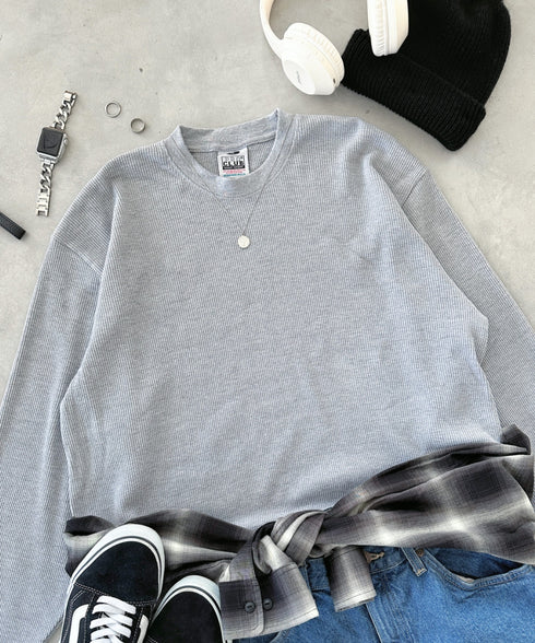 PRO CLUB (プロクラブ) / ヘビーウェイト サーマル ワッフル ロンT 8.1オンス / Heavyweight Cotton Long Sleeve Thermal Top | IM2213017 | グレー