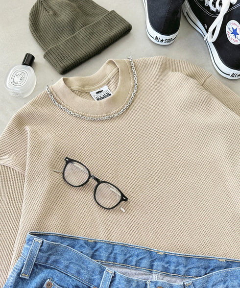 PRO CLUB (プロクラブ) / ヘビーウェイト サーマル ワッフル ロンT 8.1オンス / Heavyweight Cotton Long Sleeve Thermal Top | IM2213017 | ベージュ