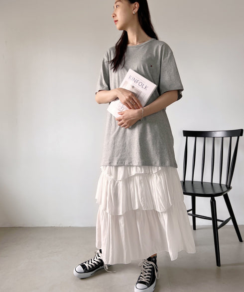 TOMMY HILFIGER(トミーヒルフィガー) / Core Flag Tee フラッグロゴ刺繍 半袖 Tシャツ | IL2222012 | グレー