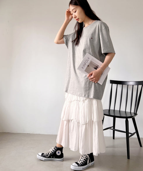 TOMMY HILFIGER(トミーヒルフィガー) / Core Flag Tee フラッグロゴ刺繍 半袖 Tシャツ | IL2222012 | グレー