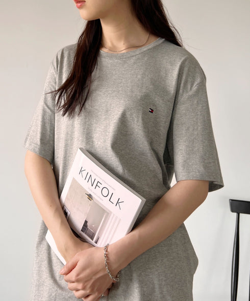 TOMMY HILFIGER(トミーヒルフィガー) / Core Flag Tee フラッグロゴ刺繍 半袖 Tシャツ | IL2222012 | グレー
