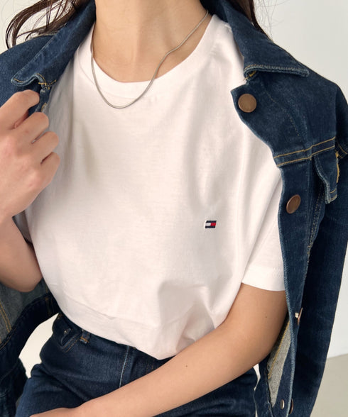 TOMMY HILFIGER(トミーヒルフィガー) / Core Flag Tee フラッグロゴ刺繍 半袖 Tシャツ | IL2222012 | ホワイト