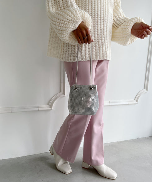 glitter metallic shoulder Bag／グリッターメタリック巾着ショルダーバッグ パーティーバッグ | CL1221909 | シルバー