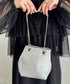 glitter metallic shoulder Bag／グリッターメタリック巾着ショルダーバッグ パーティーバッグ | CL1221909 | シルバー