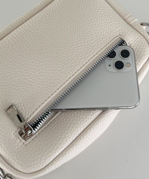 square leather shoulder bag／PUスクエアミニショルダーバッグ | CL1223288 | アイボリー