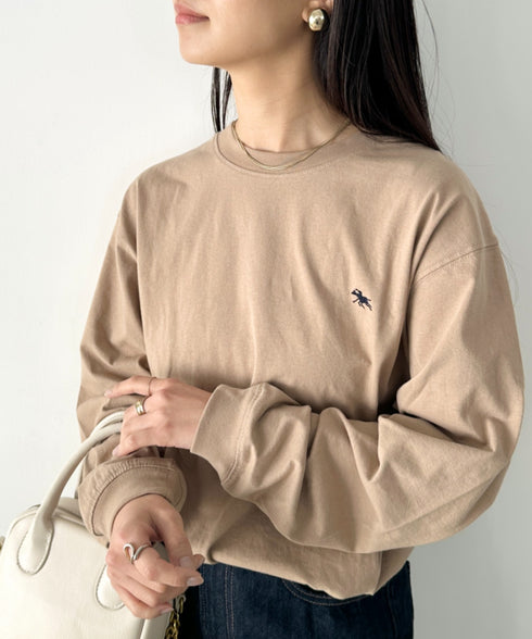 POLO CHAMPS/ポロチャンプス 別注 ワンポイント刺繍 オーバーサイズ ロンT | CL2223297 | ベージュ