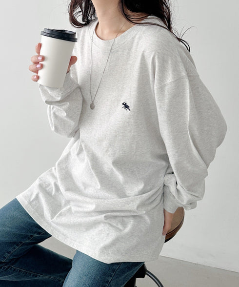 POLOCHAMPS/ポロチャンプス 別注 ワンポイント刺繍 オーバーサイズ ロンT | CL2223297 | ライトグレー
