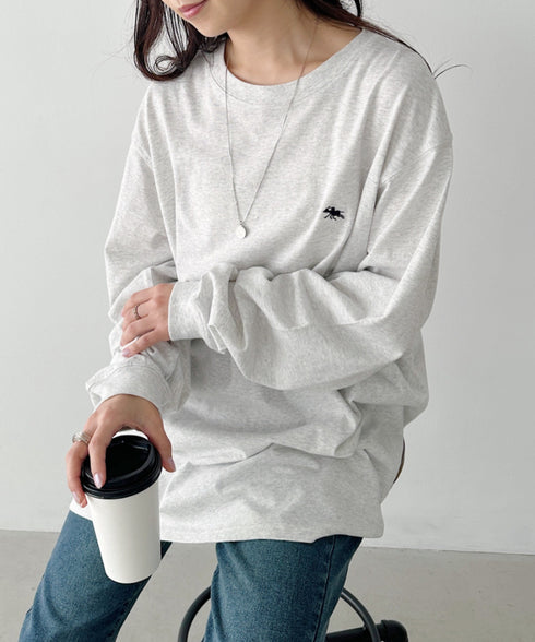 POLOCHAMPS/ポロチャンプス 別注 ワンポイント刺繍 オーバーサイズ ロンT | CL2223297 | ライトグレー