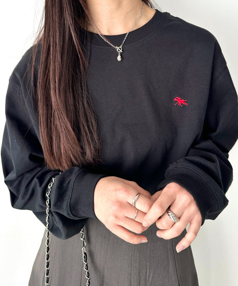POLOCHAMPS/ポロチャンプス 別注 ワンポイント刺繍 オーバーサイズ ロンT | CL2223297 | ブラック