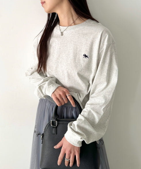 POLOCHAMPS/ポロチャンプス 別注 ワンポイント刺繍 オーバーサイズ ロンT | CL2223297 | ライトグレー