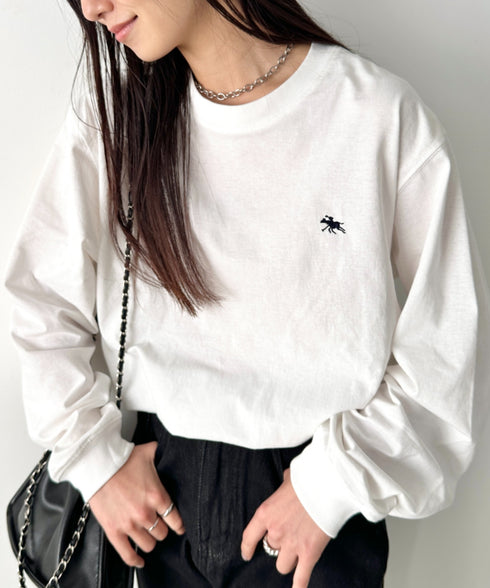 POLO CHAMPS/ポロチャンプス 別注 ワンポイント刺繍 オーバーサイズ ロンT | CL2223297 | ホワイト