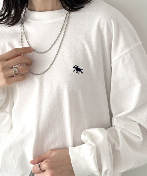 POLO CHAMPS/ポロチャンプス 別注 ワンポイント刺繍 オーバーサイズ ロンT | CL2223297 | ホワイト