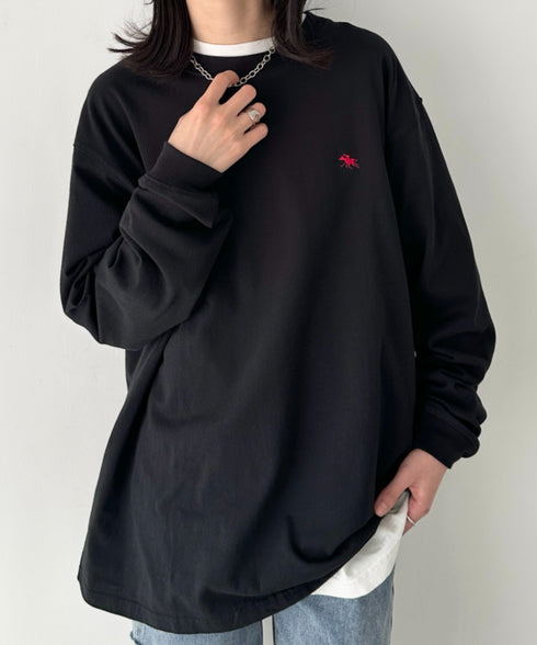 POLOCHAMPS/ポロチャンプス 別注 ワンポイント刺繍 オーバーサイズ ロンT | CL2223297 | ブラック