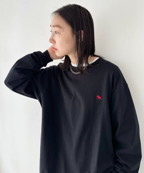 POLOCHAMPS/ポロチャンプス 別注 ワンポイント刺繍 オーバーサイズ ロンT | CL2223297 | ブラック