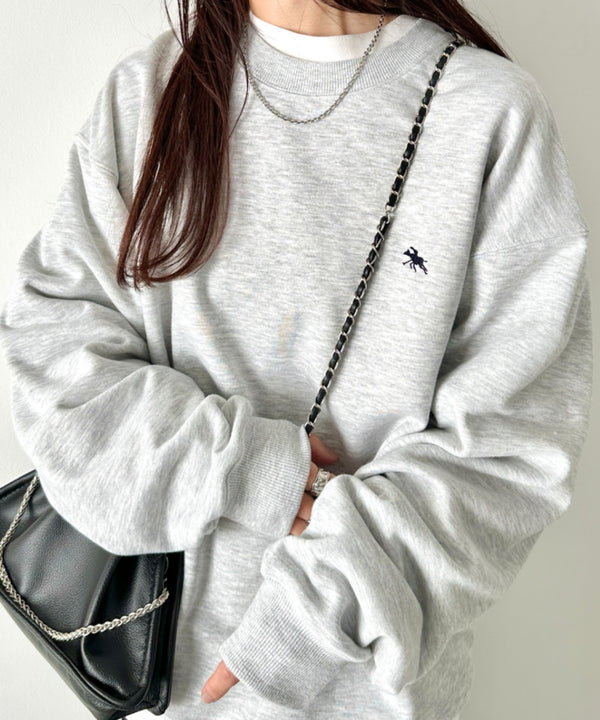 POLO CHAMPS/ポロチャンプス 別注 ワンポイント刺繍 クルーネック 長袖オーバーサイズスウェット | CL2223299 | グレー