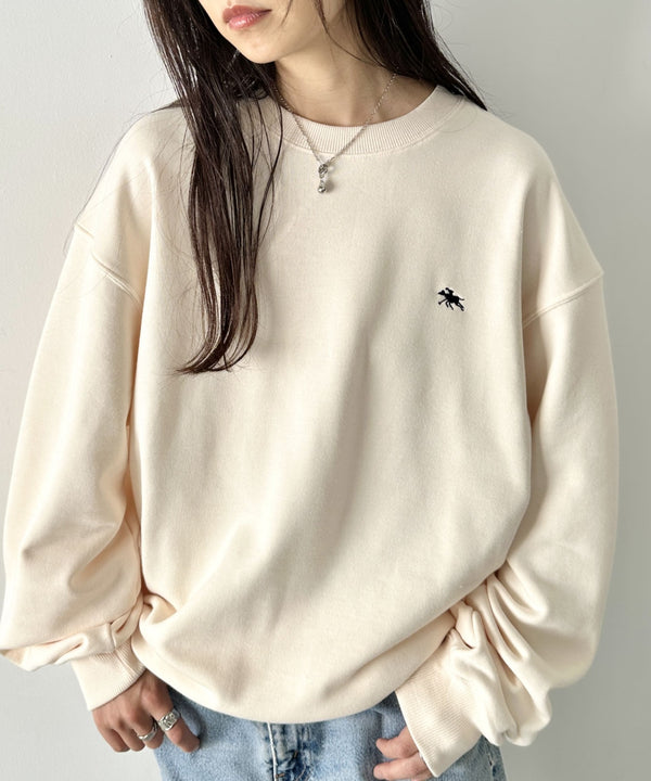 POLO CHAMPS/ポロチャンプス 別注 ワンポイント刺繍 クルーネック 長袖オーバーサイズスウェット | CL2223299 | アイボリー