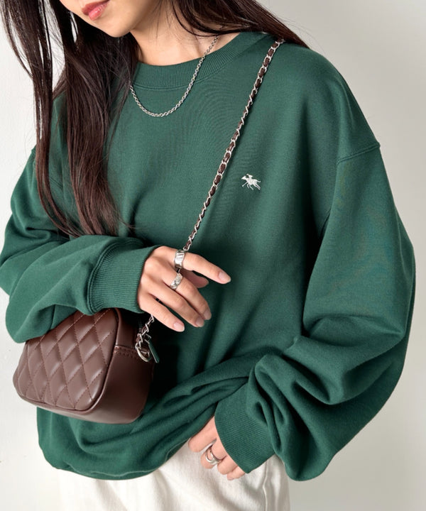 POLO CHAMPS/ポロチャンプス 別注 ワンポイント刺繍 クルーネック 長袖オーバーサイズスウェット | CL2223299 | ダークグリーン