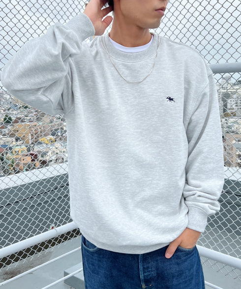 POLO CHAMPS/ポロチャンプス 別注 ワンポイント刺繍 クルーネック 長袖オーバーサイズスウェット | CL2223299 | グレー