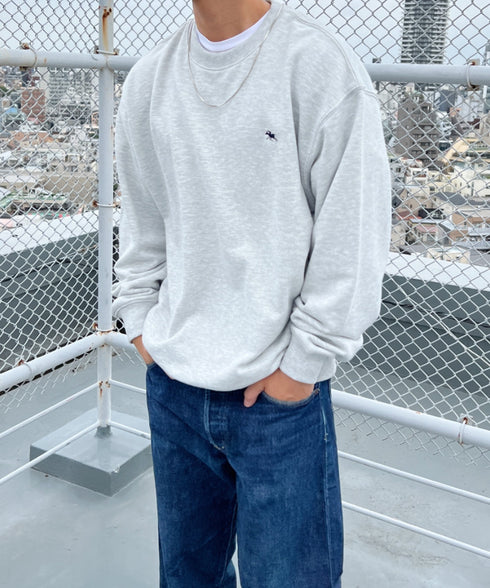 POLO CHAMPS/ポロチャンプス 別注 ワンポイント刺繍 クルーネック 長袖オーバーサイズスウェット | CL2223299 | グレー