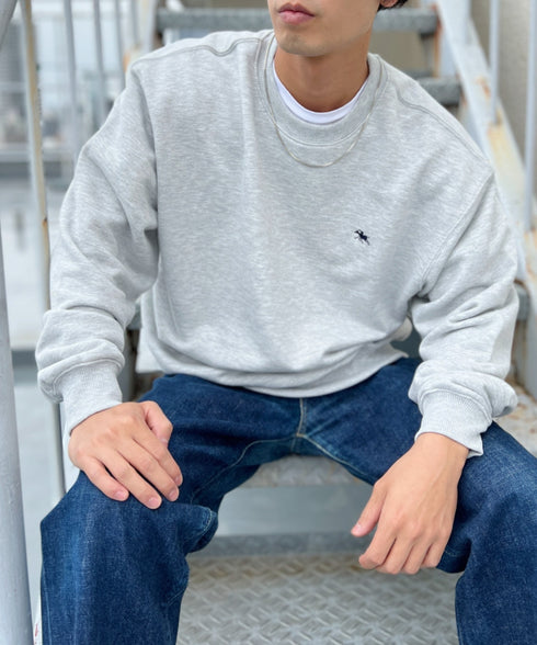 POLO CHAMPS/ポロチャンプス 別注 ワンポイント刺繍 クルーネック 長袖オーバーサイズスウェット | CL2223299 | グレー