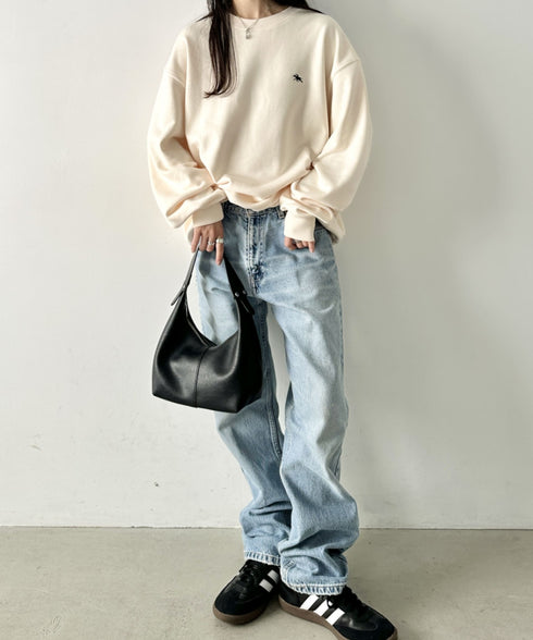 POLO CHAMPS/ポロチャンプス 別注 ワンポイント刺繍 クルーネック 長袖オーバーサイズスウェット | CL2223299 | アイボリー