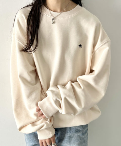 POLO CHAMPS/ポロチャンプス 別注 ワンポイント刺繍 クルーネック 長袖オーバーサイズスウェット | CL2223299 | アイボリー