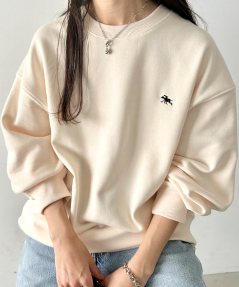 POLO CHAMPS/ポロチャンプス 別注 ワンポイント刺繍 クルーネック 長袖オーバーサイズスウェット | CL2223299 | アイボリー