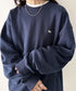 POLO CHAMPS/ポロチャンプス 別注 ワンポイント刺繍 クルーネック 長袖オーバーサイズスウェット | CL2223299 | ネイビー
