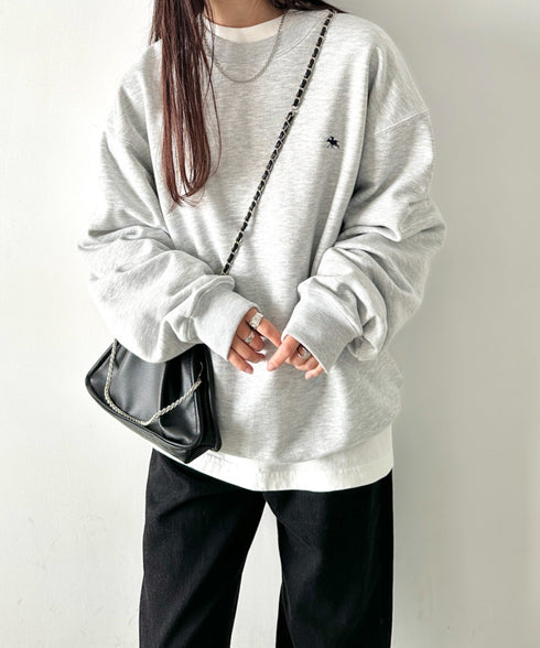 POLO CHAMPS/ポロチャンプス 別注 ワンポイント刺繍 クルーネック 長袖オーバーサイズスウェット | CL2223299 | グレー