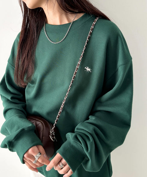 POLO CHAMPS/ポロチャンプス 別注 ワンポイント刺繍 クルーネック 長袖オーバーサイズスウェット | CL2223299 | ダークグリーン